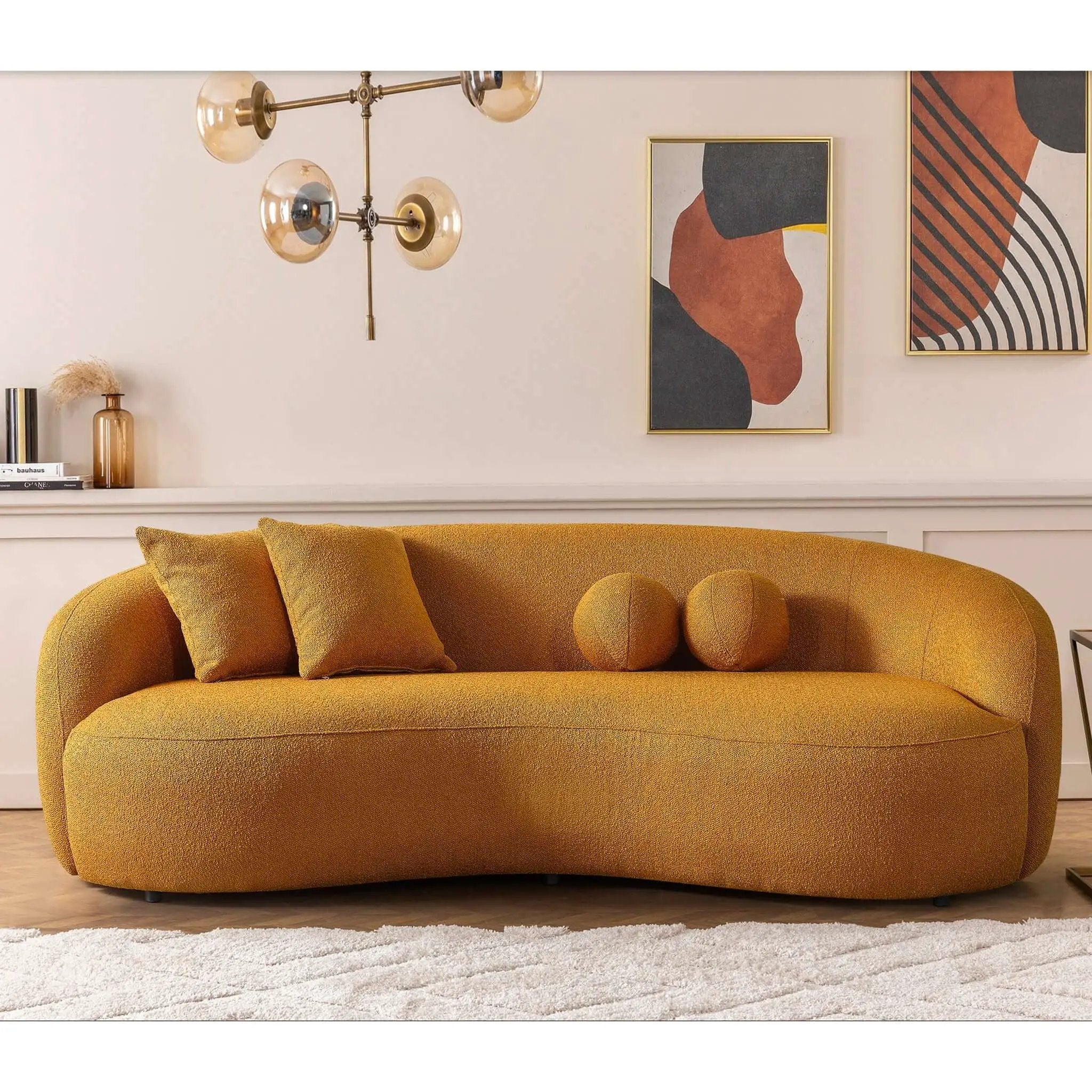 Drake - Japandi Style Curvy Boucle Sofa by Unique Piece Furniture