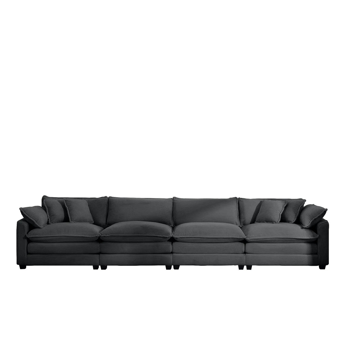 Modern Upholstered 4 Seater Fabric Sofa With Arm And Throw Pillows by Unique Piece Furniture