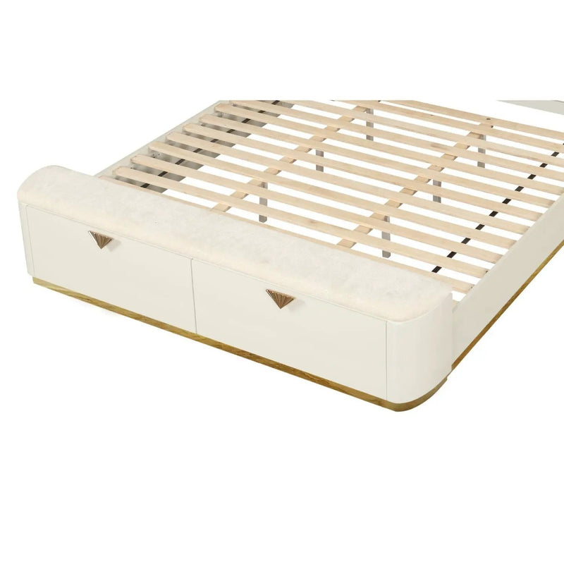 La Pierre - King Bed With Storage Drawers And LED Headboard - Beige by HouseOfZazla