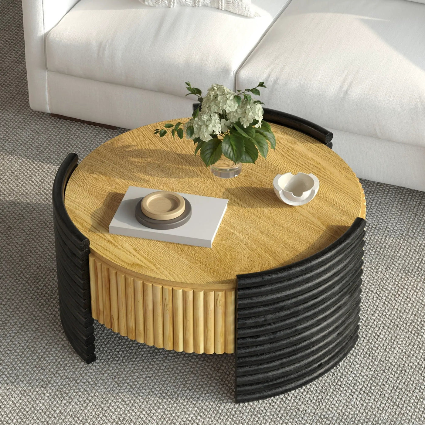 Modern Colorblocked Striped Coffee Table With Flip Top Storage by HouseOfZazla