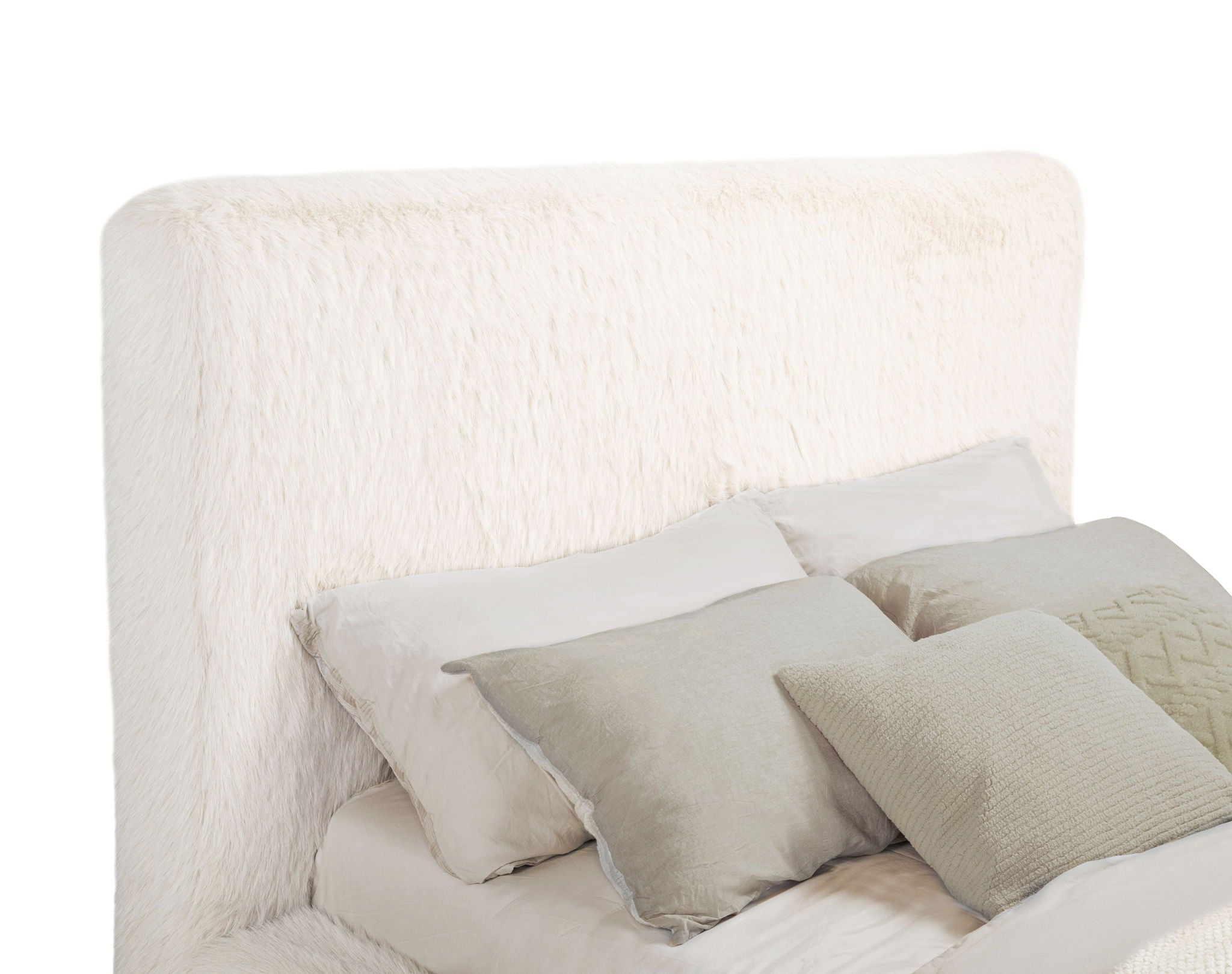 Rebecca Faux Fur Upholstered California King Bed Cream by Unique Piece Furniture