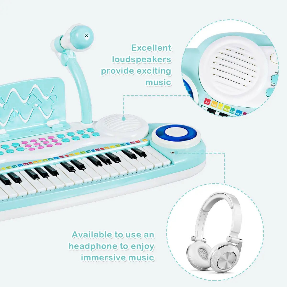 Multifunctional 37 Electric Keyboard Piano with Microphone, photo 8 of 9