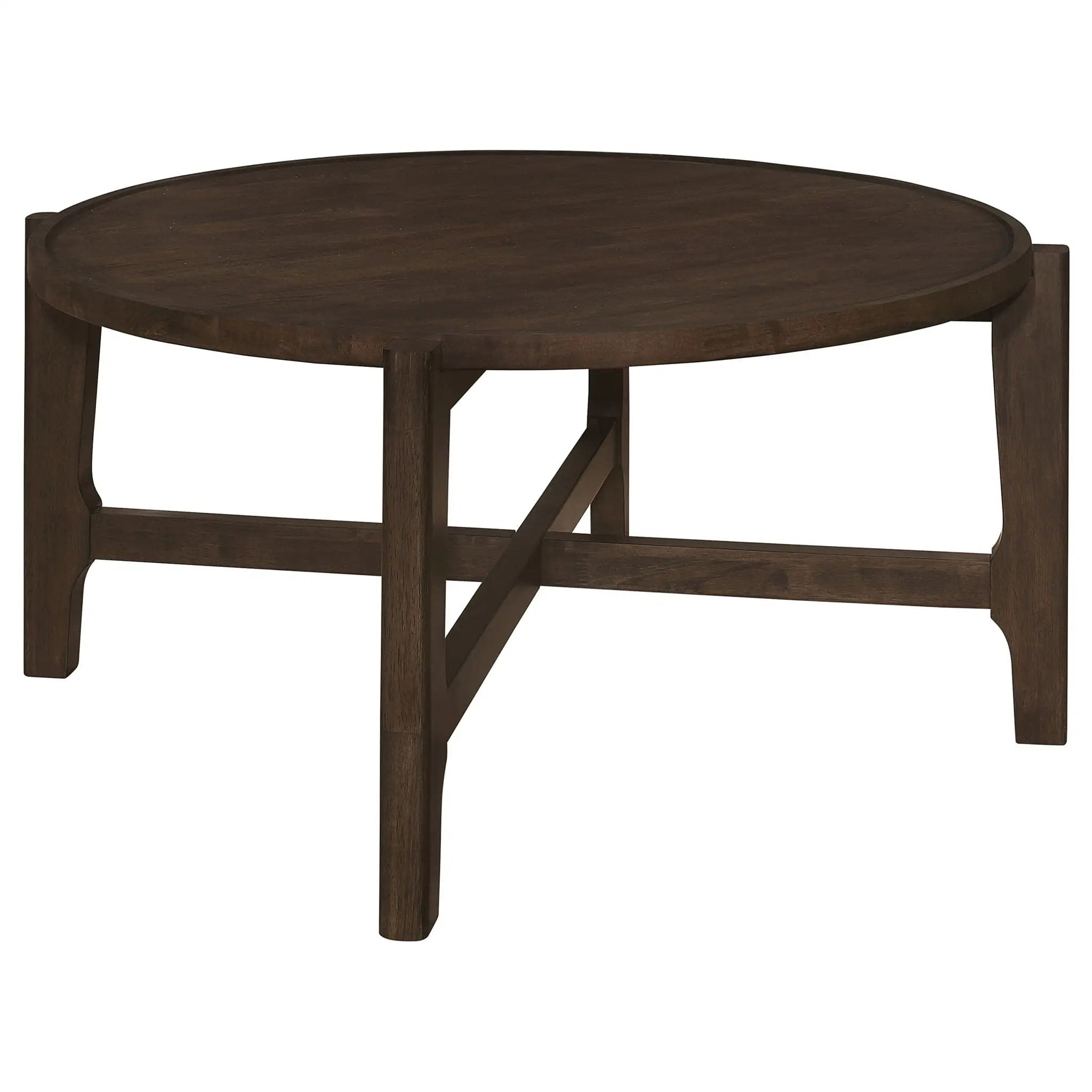Cota Round Solid Wood Coffee Table Dark Brown by Unique Piece Furniture