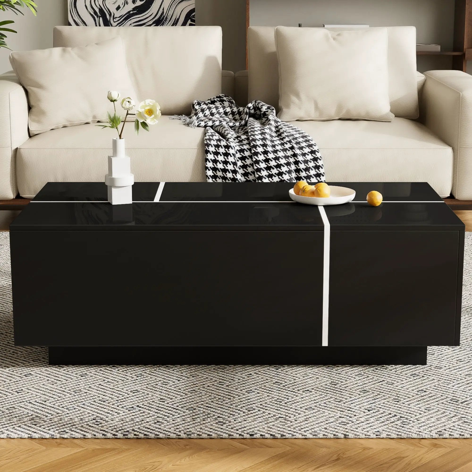 Extendable Coffee Table With 2 Hidden Storage Space And 2 Drawers For Living Room by Unique Piece Furniture