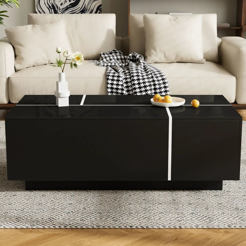 Extendable Coffee Table With 2 Hidden Storage Space And 2 Drawers For Living Room by Unique Piece Furniture