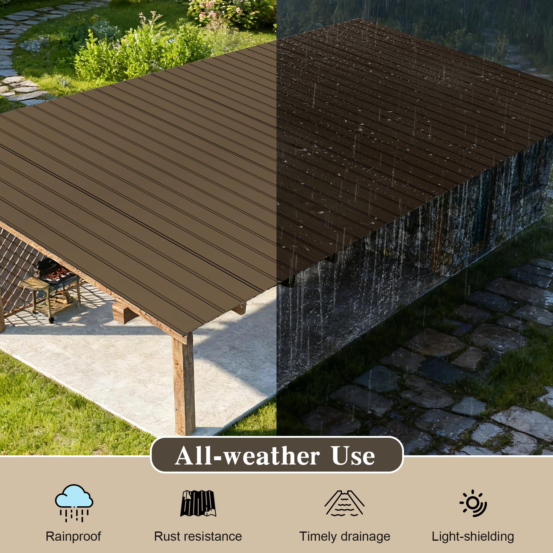20 Pcs Metal Roofing Panels, Galvanized Steel, Waterproof, Heavy Duty by HouseOfZazla