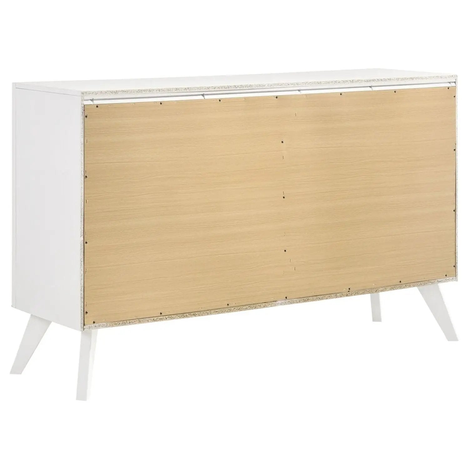 1 Piece Dresser With Angled Legs, Wave Texture And Round Knobs - White by Unique Piece Furniture