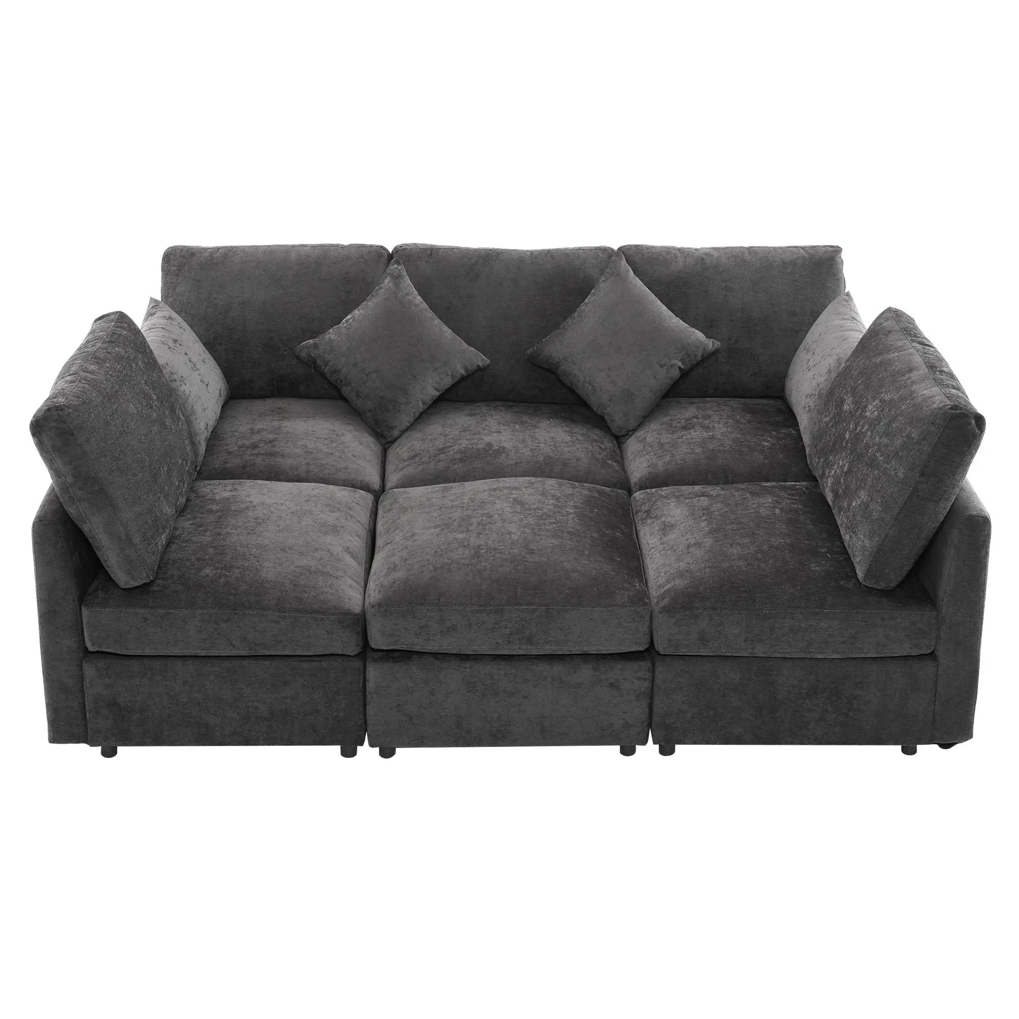 Sectional Sofa Modular U-Shaped With Ottoman & USB Ports by Unique Piece Furniture