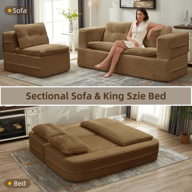 Multi Functional Sectional Sofa Bed With Independent Chaise Lounge And Functional Blanket by HouseOfZazla