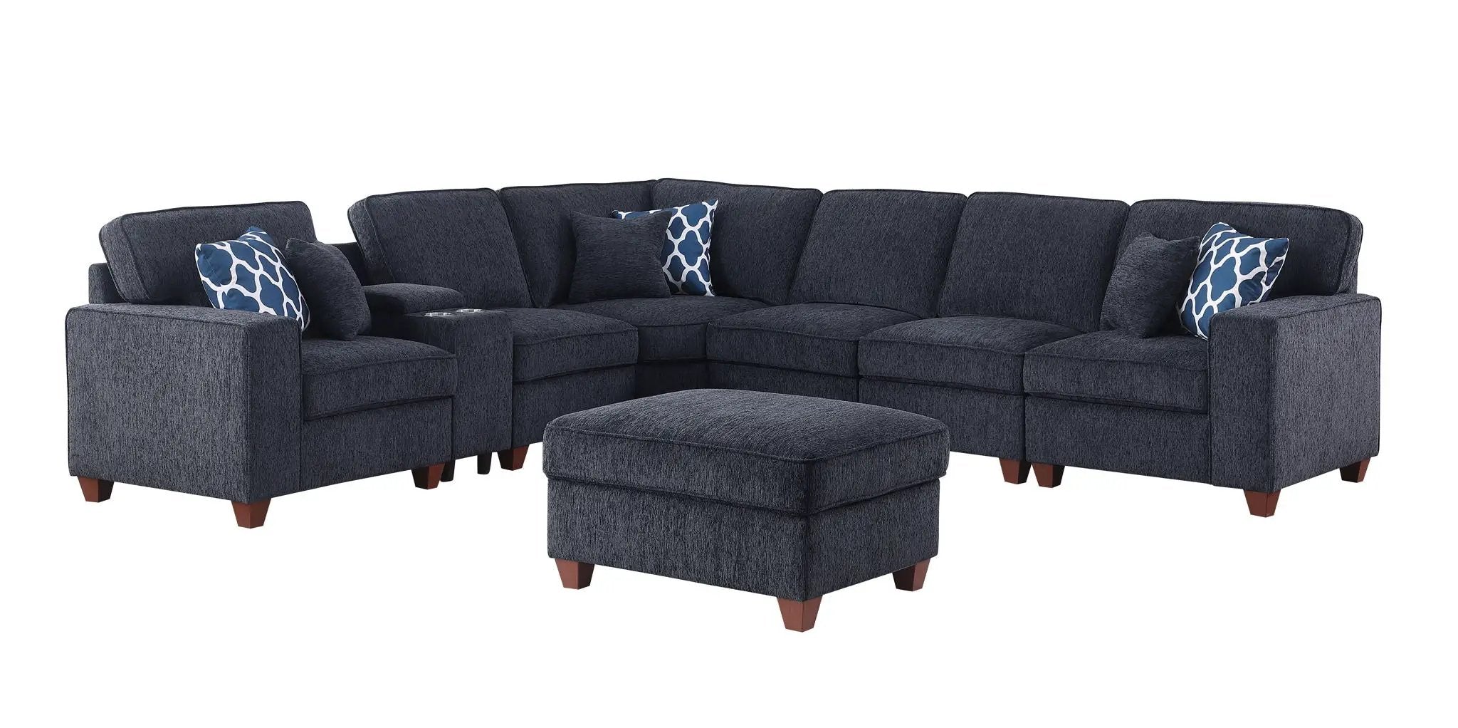 Gina - Sectional Sofa With Ottoman - Black by Unique Piece Furniture