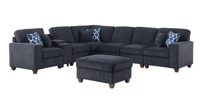 Gina - Sectional Sofa With Ottoman - Black by Unique Piece Furniture