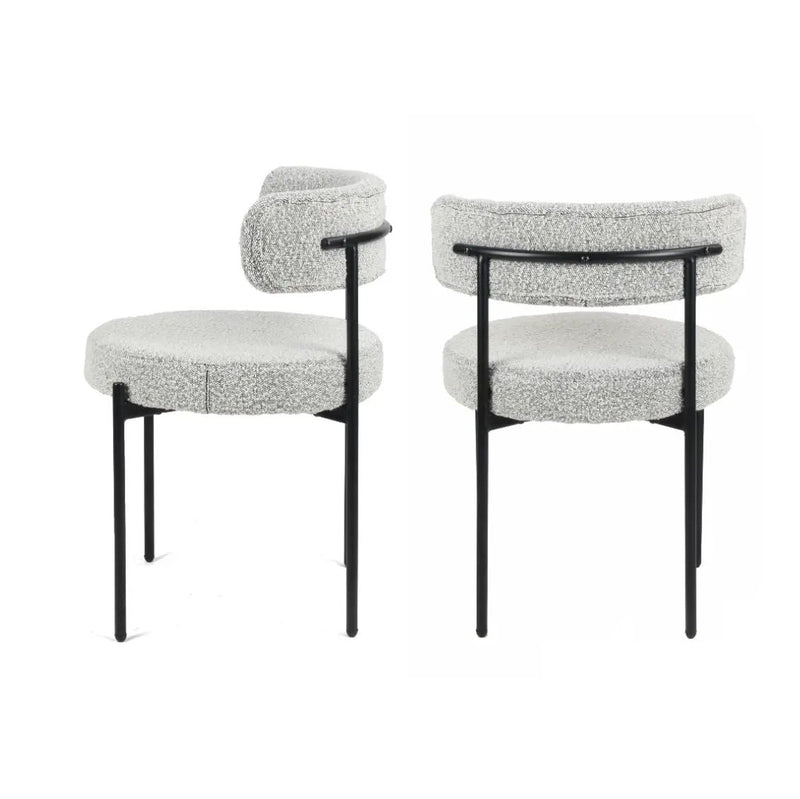Burbank - Modern Round Boucle Dining Chairs (Set of 2) - Black / White by Unique Piece Furniture