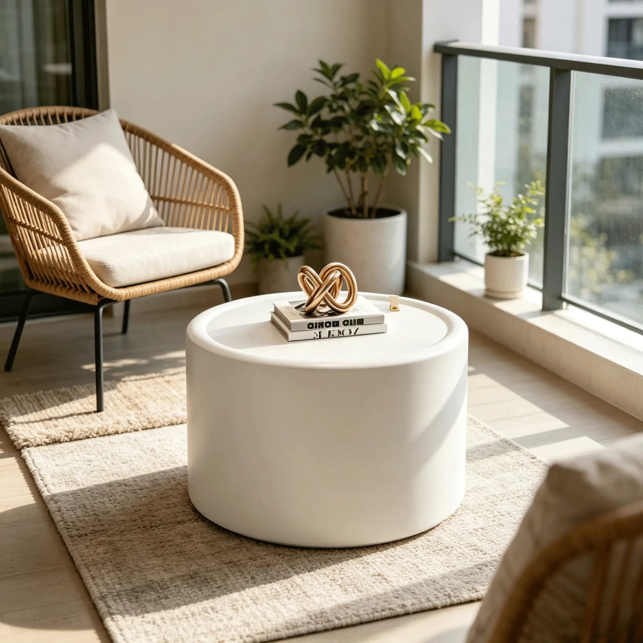 White Round Coffee Table with Tempered Glass Top by HouseOfZazla