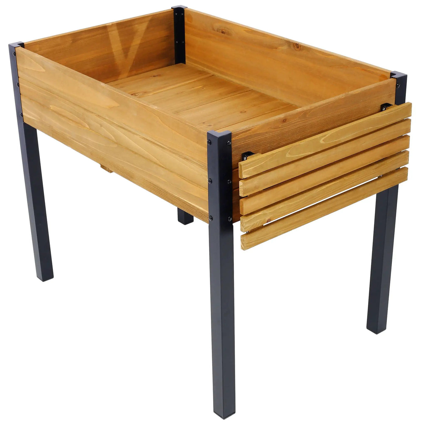 Raised Garden Bed With Metal Legs And Folding Storage Shelf by Unique Piece Furniture