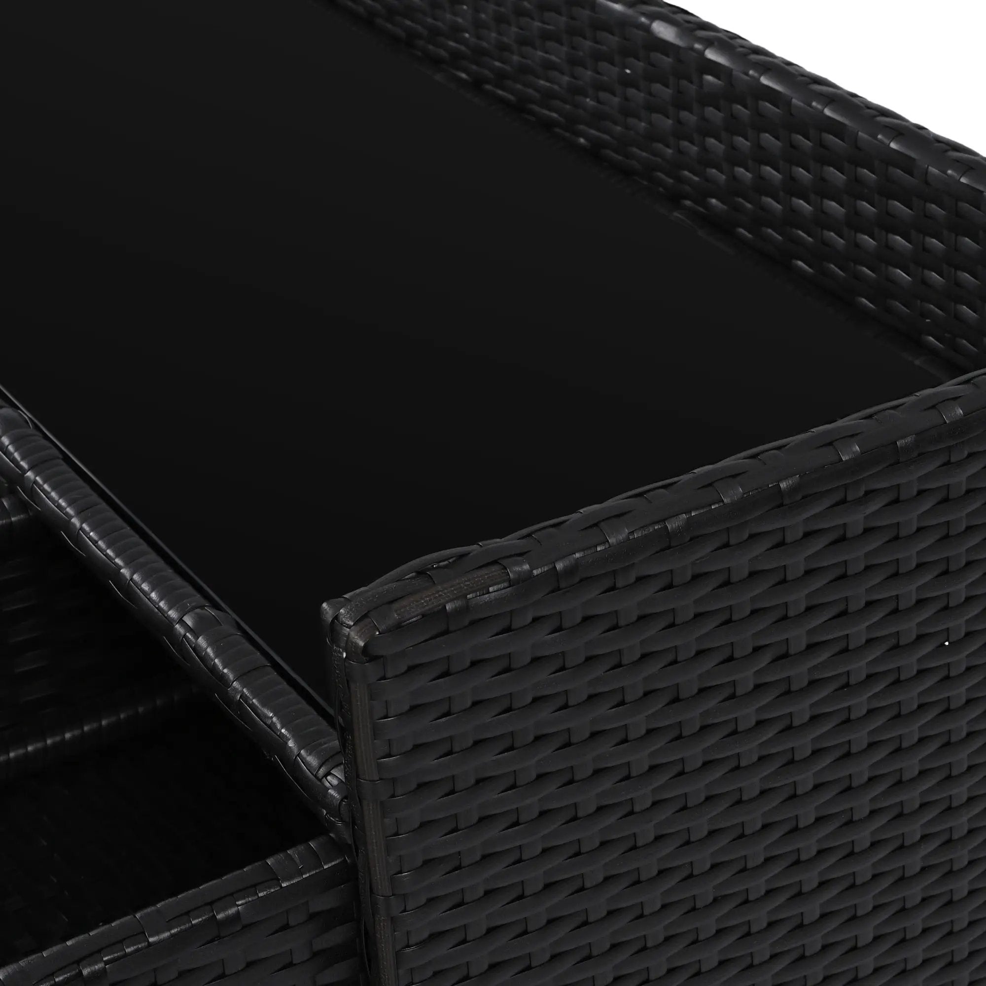 K&K 47.5"W Wicker Outdoor Storage Cabinet with Tempered Glass Top by HouseOfZazla