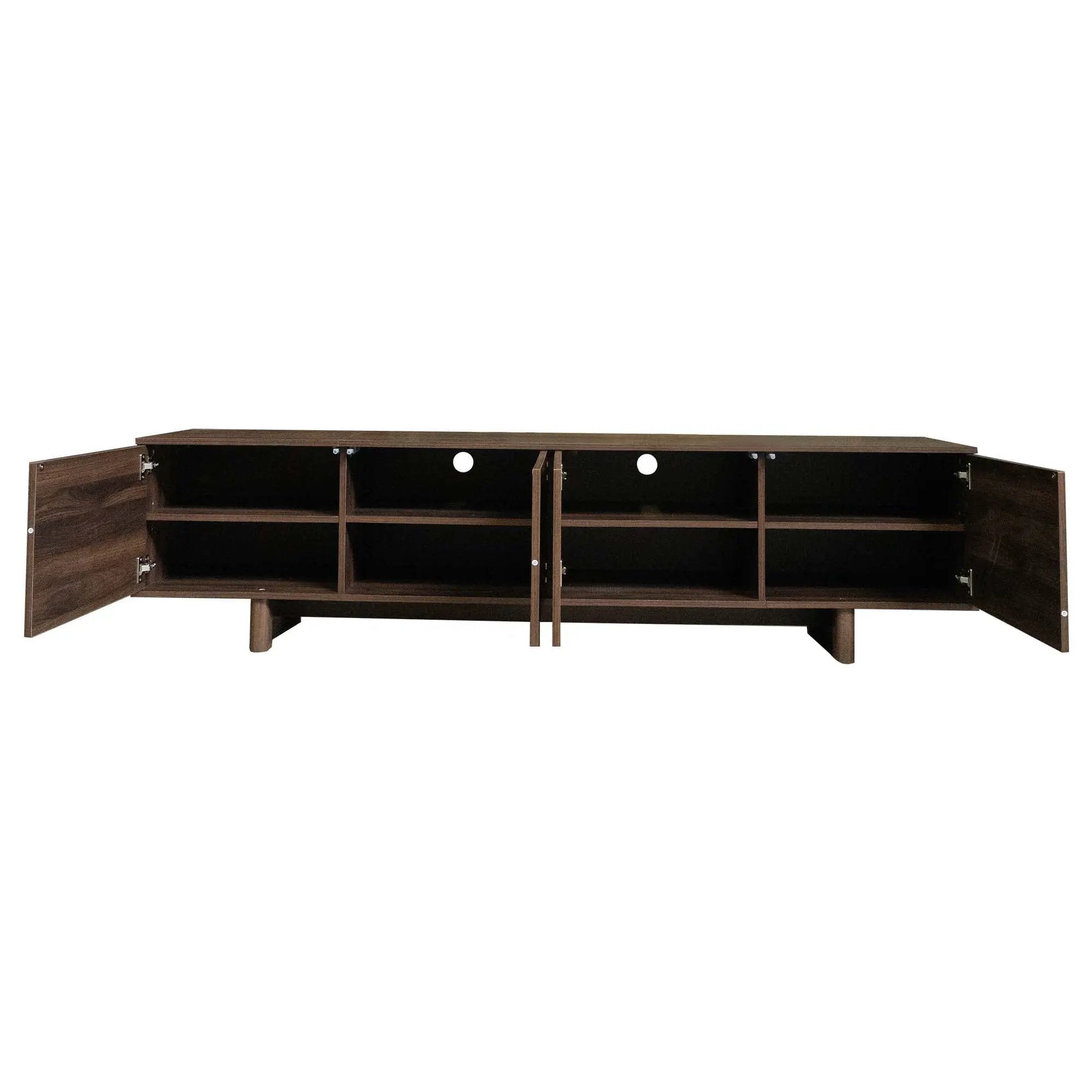 TV Stand For TVs Up To 85", Entertainment Center, Cable Management, Push Openers, Soft Closing Hinges & Adjustable Shelves - Dark Brown by HouseOfZazla