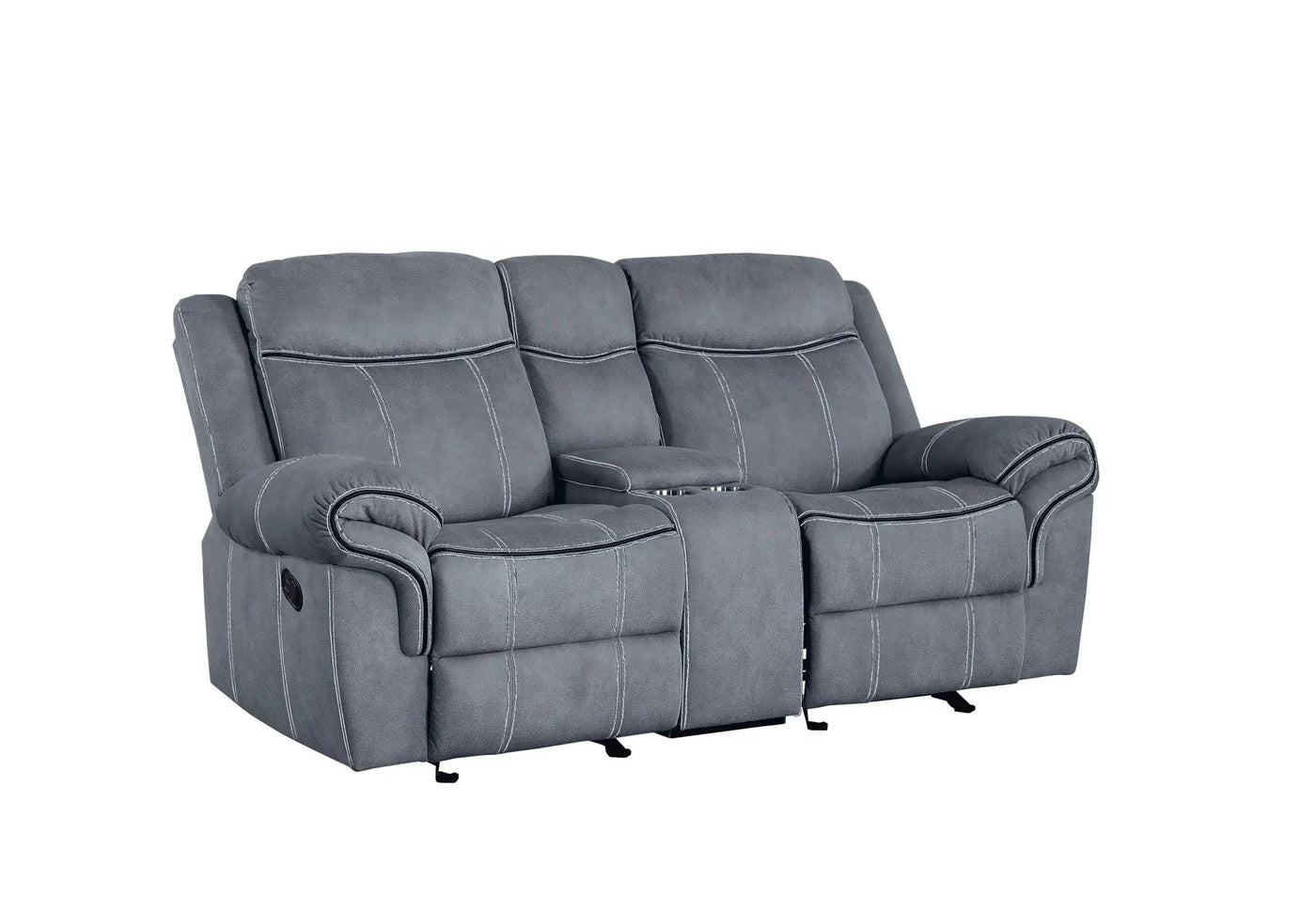 Zubaida - Two Tone Recliner Loveseat With USB Port Console by Unique Piece Furniture