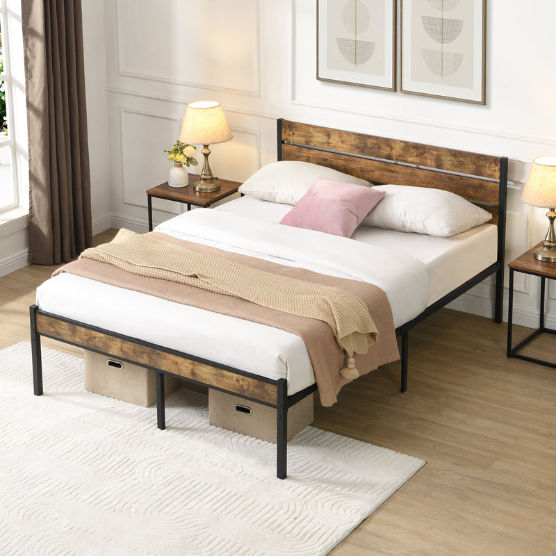 Full Size Bed Frame with Wood Headboard by HouseOfZazla