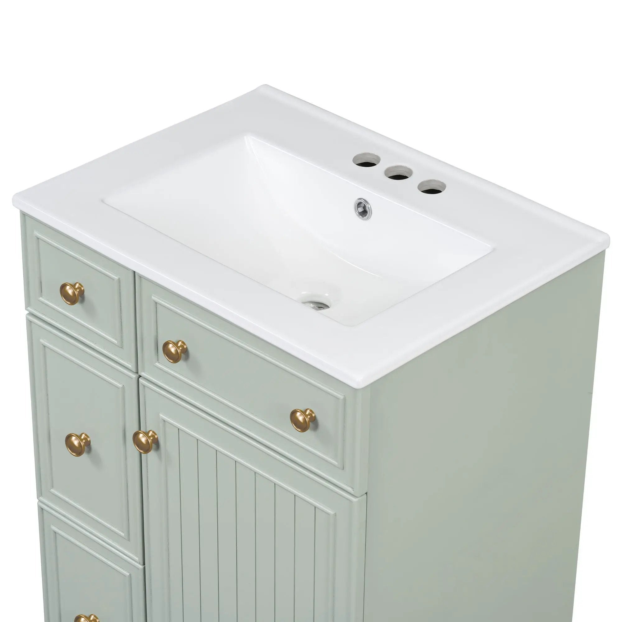 Transitional Style Bathroom Vanity Cabinet With Ceramic Sink