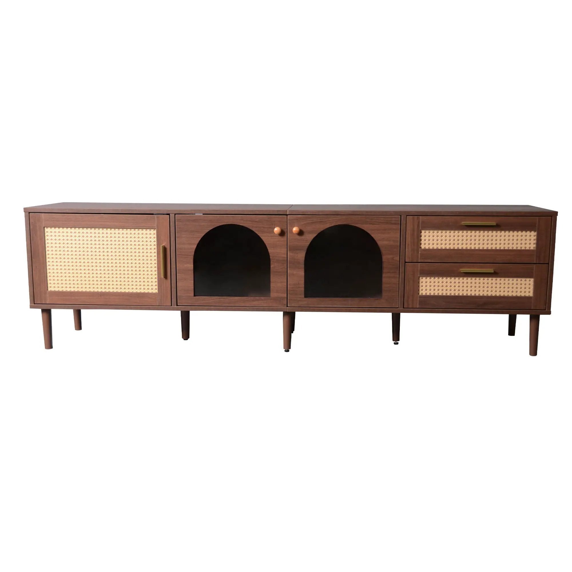 TV Stand With App-Controlled LED Lights, 2 Drawers & Door Storage by HouseOfZazla
