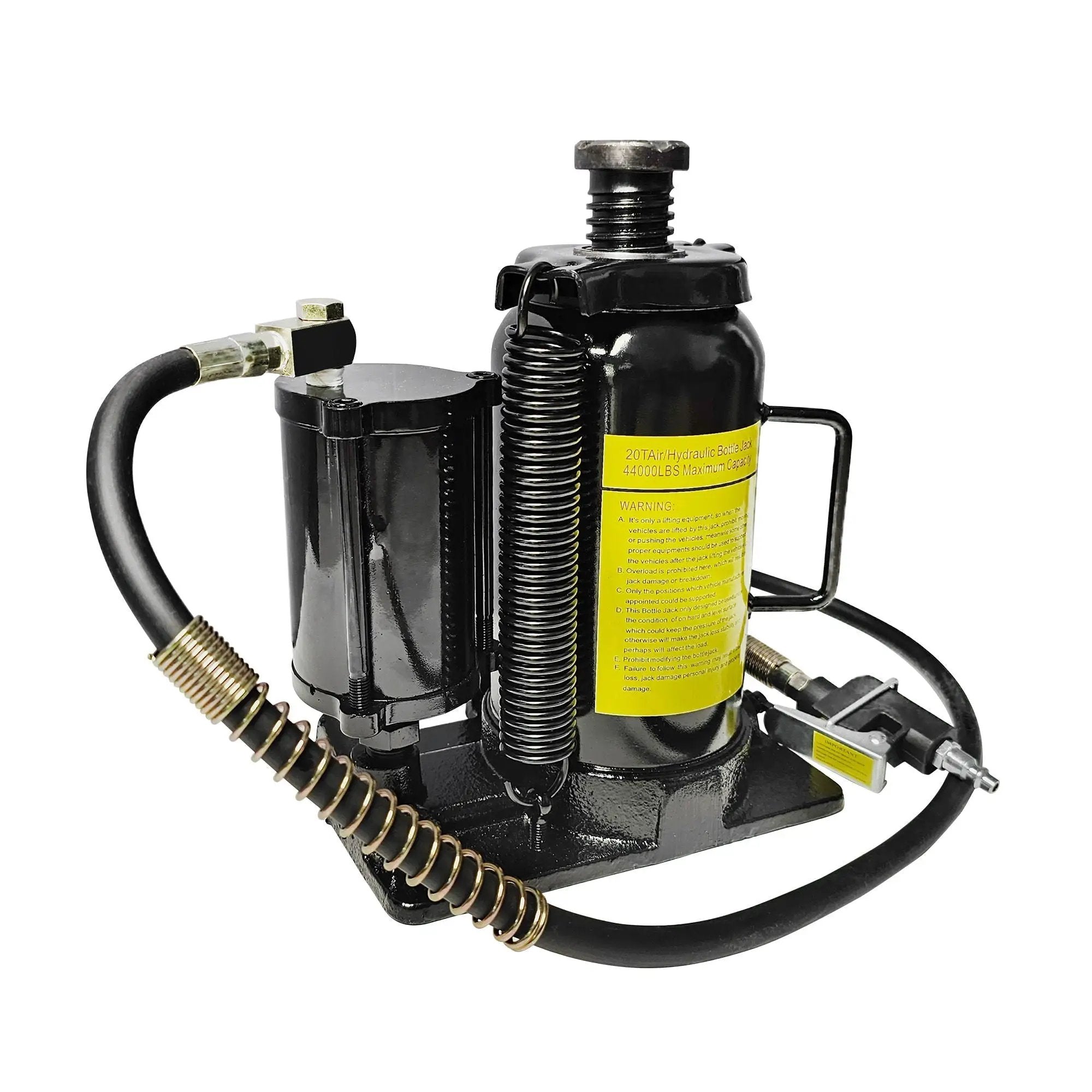 Air Hydraulic Bottle Jack, 20 Ton / 40000 Lbs Bottle Jack, 10.23-20.07-Inch Lifting Range, Manual Handle And Air Pump - Black by HouseOfZazla