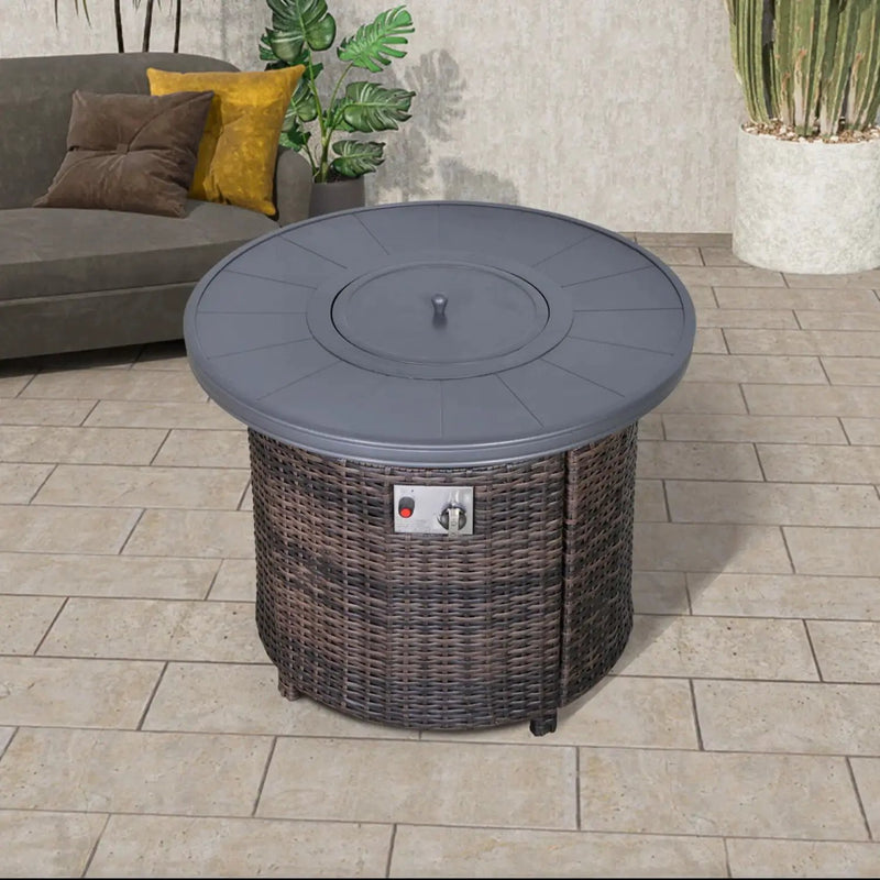 Outdoor Fire Pit Table With Lid - Espresso by Unique Piece Furniture