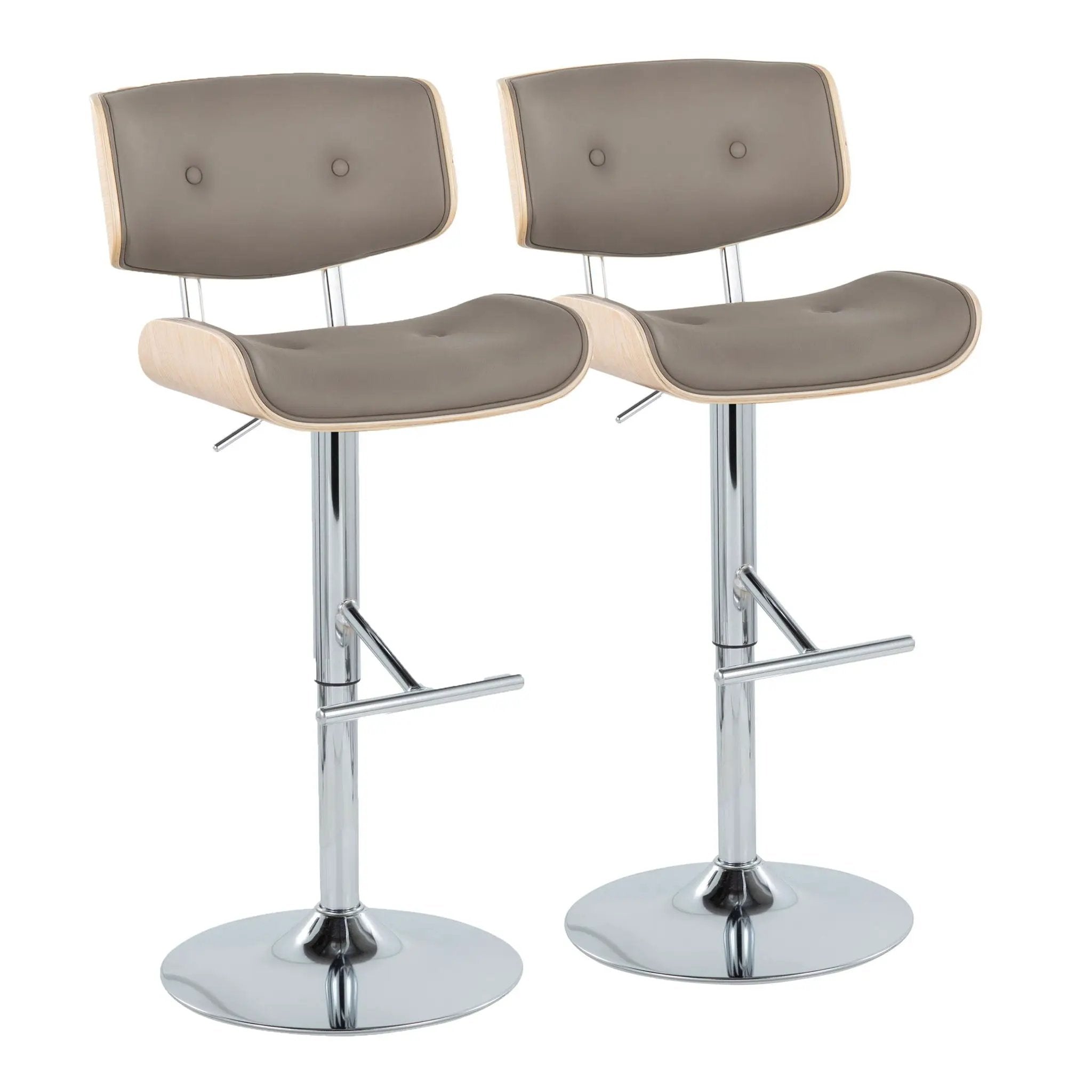 Lombardi - Contemporary Adjustable Barstool With Swivel With Straight T Footrest (Set of 2) by Unique Piece Furniture