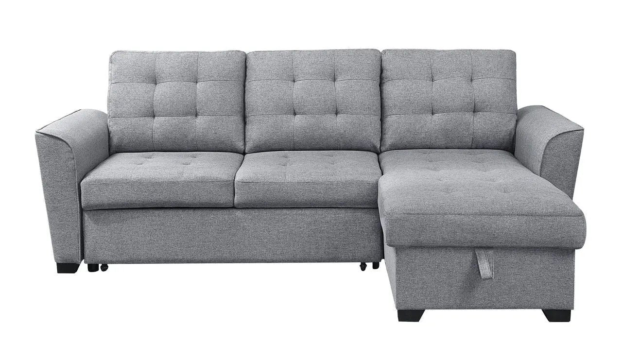 Avery - Sleeper Sectional Sofa With Reversible Storage Chaise - Light Gray by HouseOfZazla