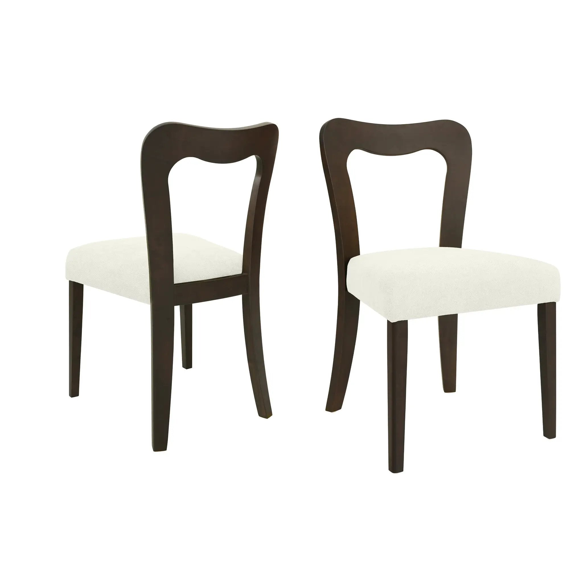 Dining Chair Without Arm Set of 2 (Dark Brown + Beige) by HouseOfZazla