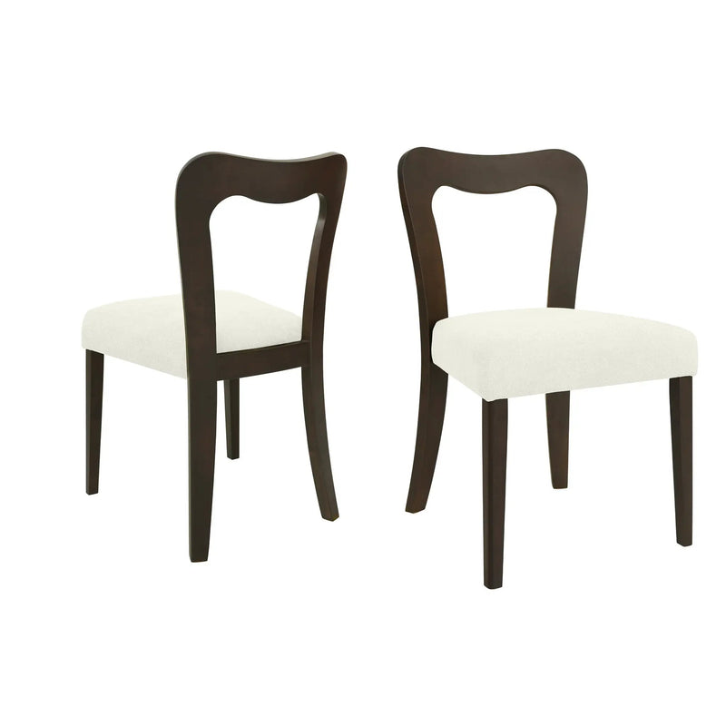 Dining Chair Without Arm Set of 2 (Dark Brown + Beige) by HouseOfZazla