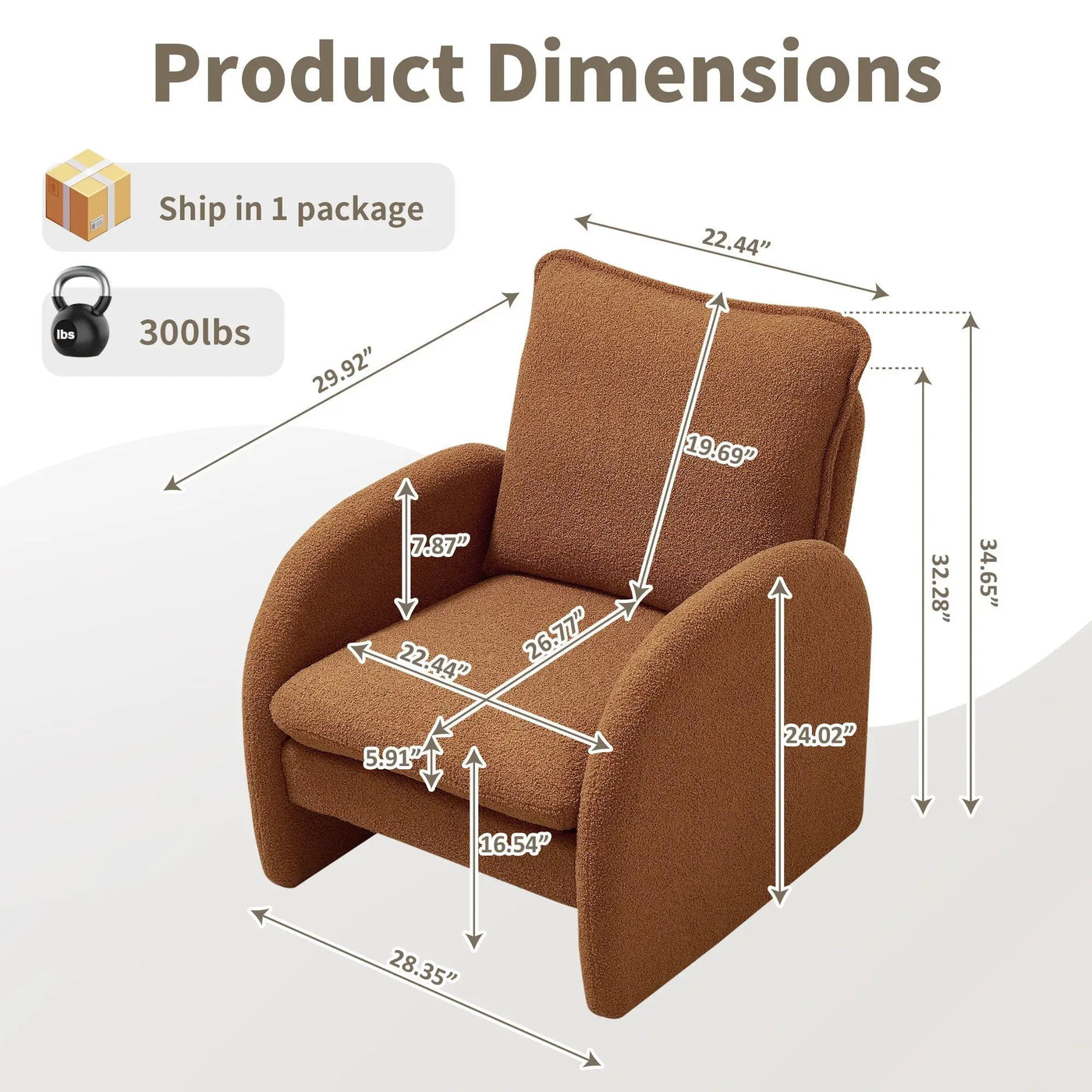 Modern Sherpa Upholstered Accent Chair, Comfortable Living Room Armchair, Lounge Chair For Bedroom, And Office by Unique Piece Furniture