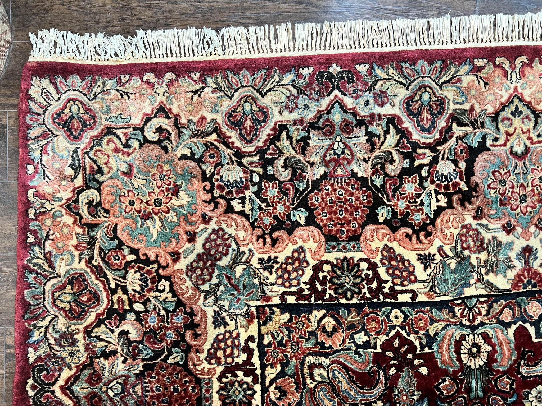 Persian Sarouk Rug 12x17, Wool Hand Knotted Antique Carpet, Dark Red, Traditional Floral Oriental Rug, 12 x 17 Extra Large Handmade Rug by Jewel Rugs