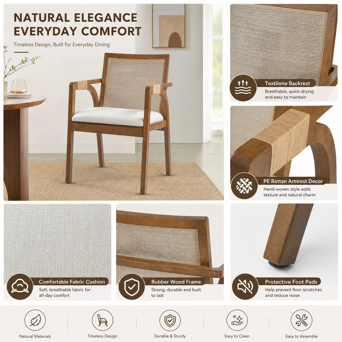 7-Piece Dining Table Set for 6, 71" Rectangular by HouseOfZazla