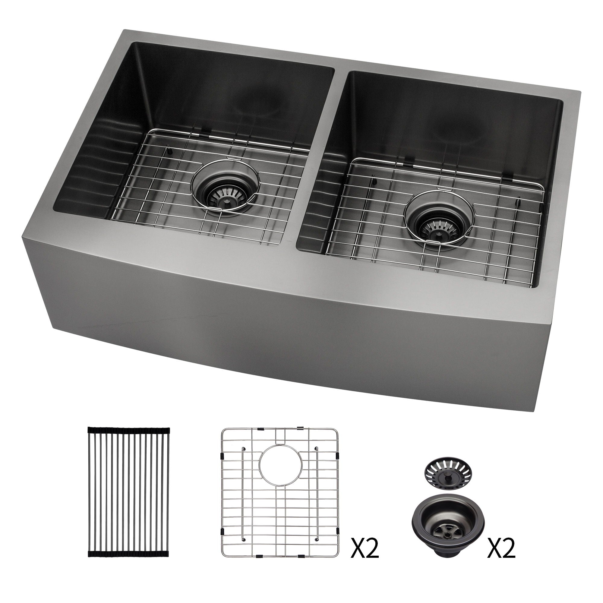 Double Bowl Farmhouse Sink / Stainless Steel Apron Front by HouseOfZazla