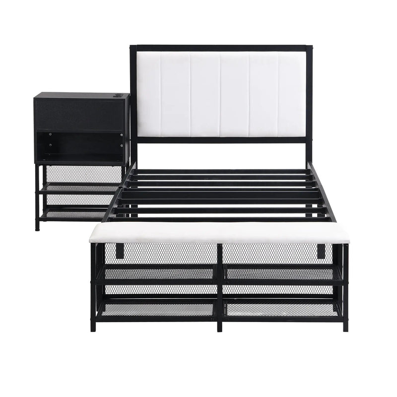 Platform Bed With 2 Tier Storage Shelves, Storage Cabinet by HouseOfZazla