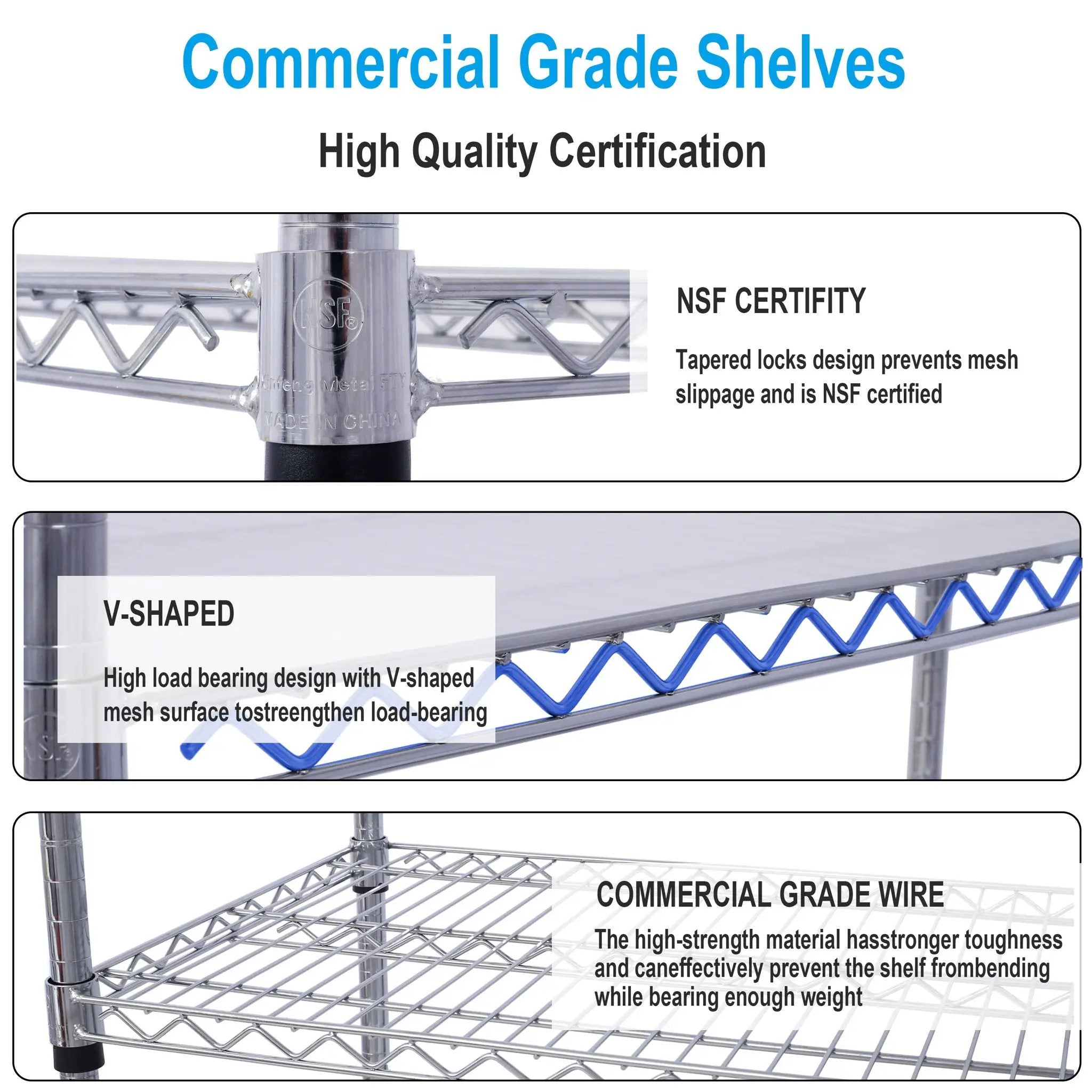 6 Tier 6000Lbs Capacity Nsf Metal Shelf Wire Shelving Unit, Heavy Duty Adjustable Storage Rack With Wheels & Shelf Liners For Commercial Grade Utility Steel Storage Rack by HouseOfZazla