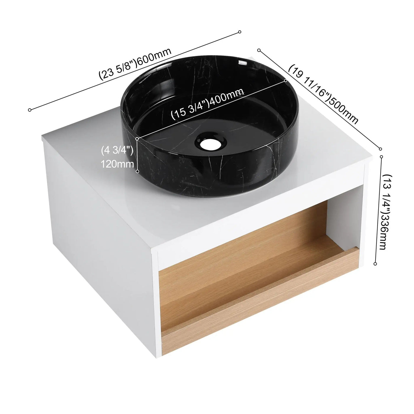 Floating Bathroom Vanity With Vessel Sink With Open Shelf Storage by Unique Piece Furniture
