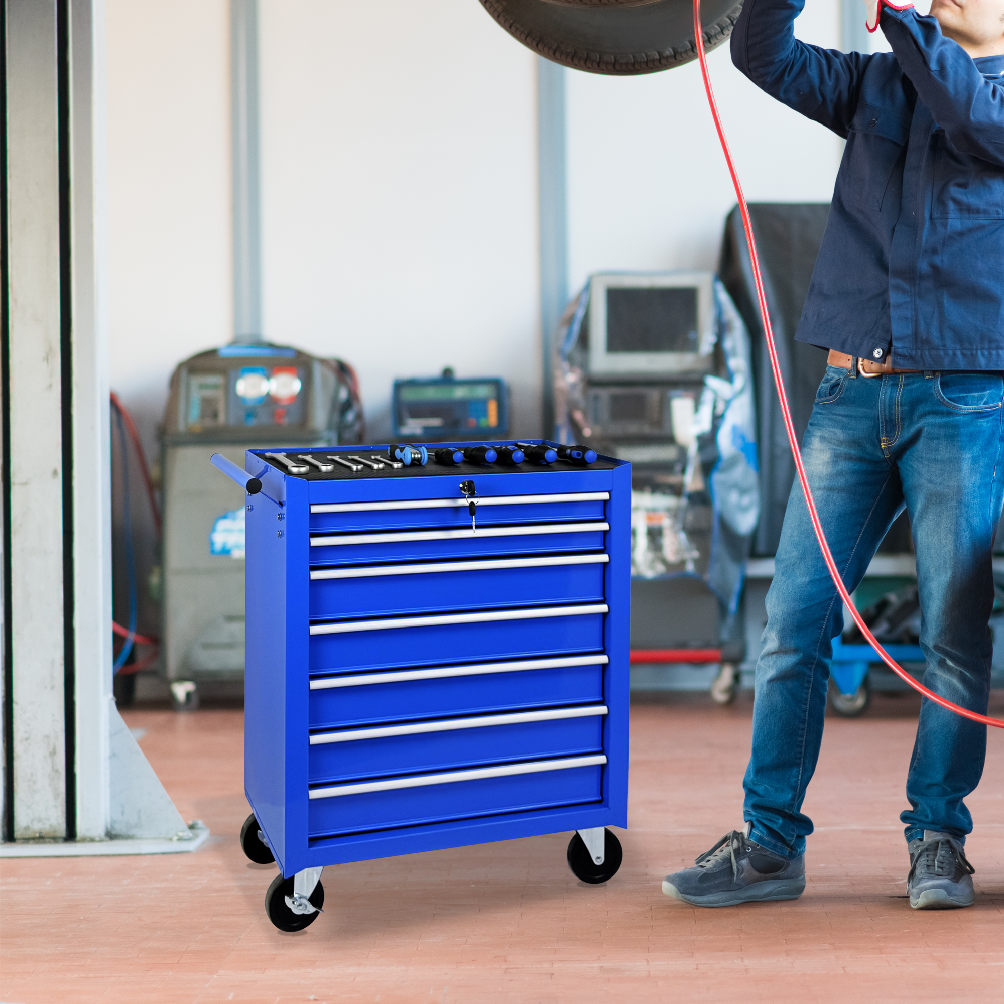 Rolling Tool Chest with 7-Drawer Tool Box with Wheels by HouseOfZazla