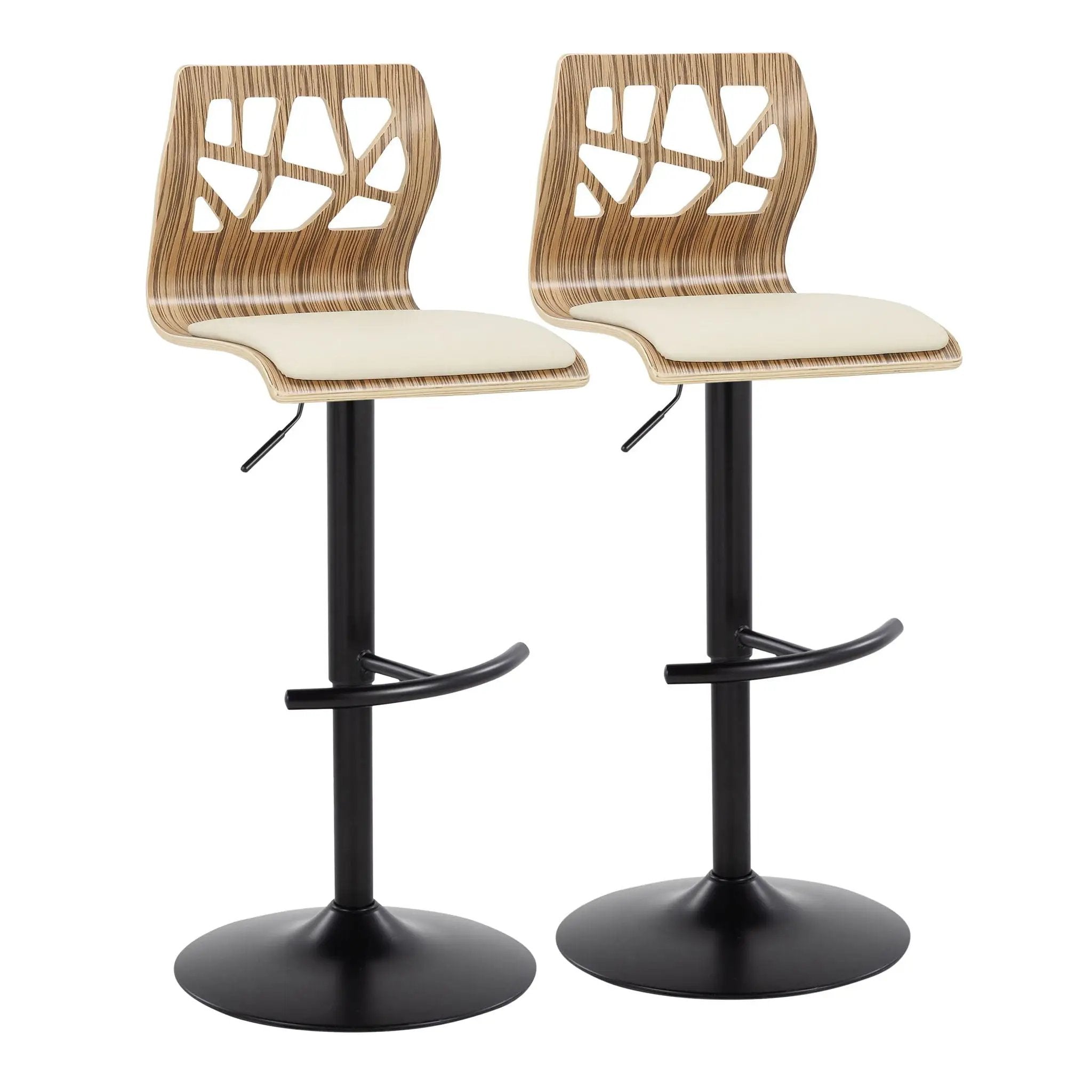 Folia - Mid Century Modern Adjustable Barstool With Swivel With Rounded T Footrest (Set of 2) by Unique Piece Furniture