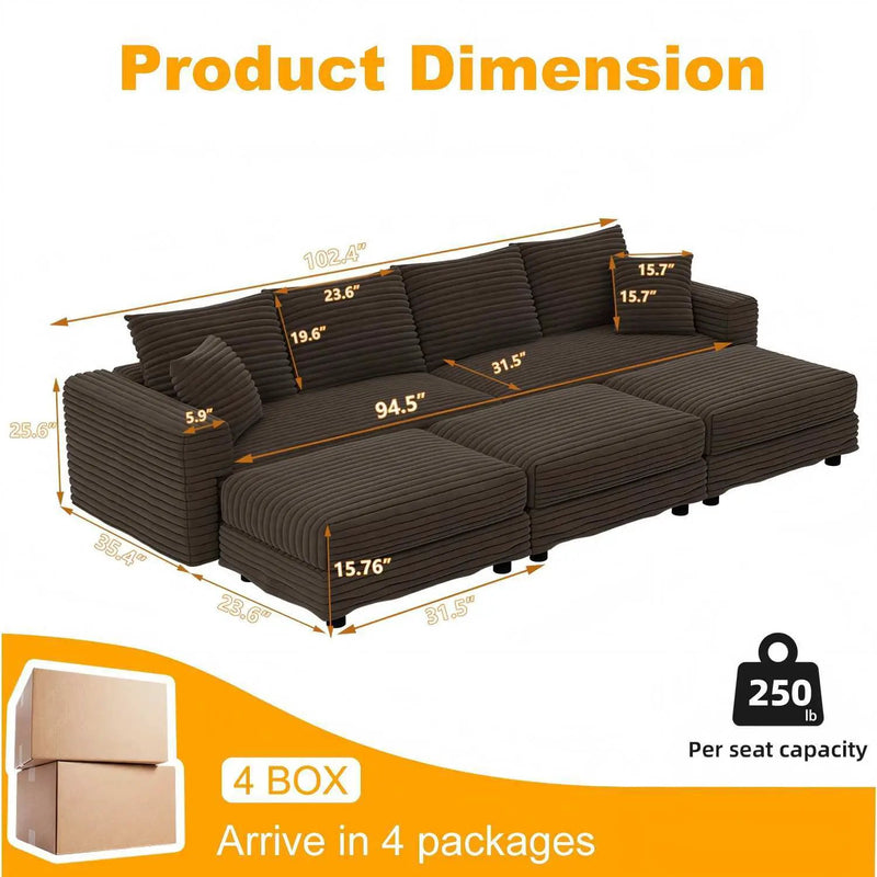 Modern Comfy Upholstered Sofa Cloud Couch & Deep Seat Couches by HouseOfZazla