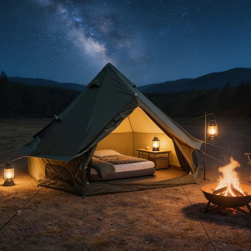 4 Season Bell Tent 9.8 FT Green Waterproof Glamping Tent by HouseOfZazla