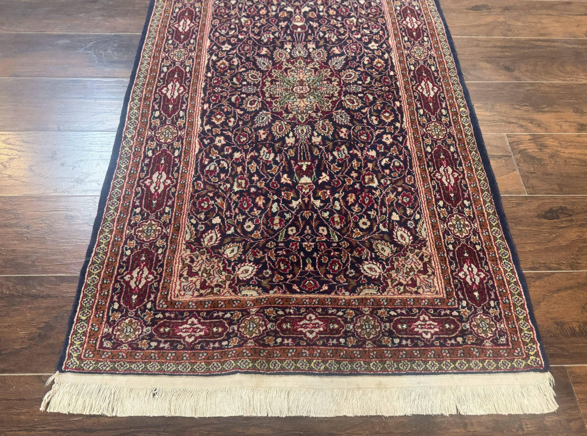 Indo Kashmiri Rug 3x5, Navy Blue, Very Fine 400 KPSI, Pair B by Jewel Rugs