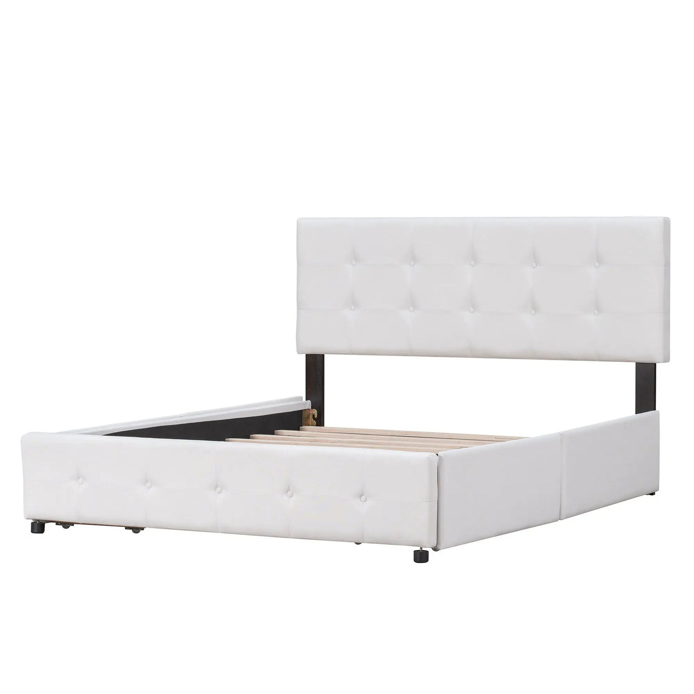 Upholstered Platform Bed With Classic Headboard And Drawers, No Box Spring Needed by Unique Piece Furniture