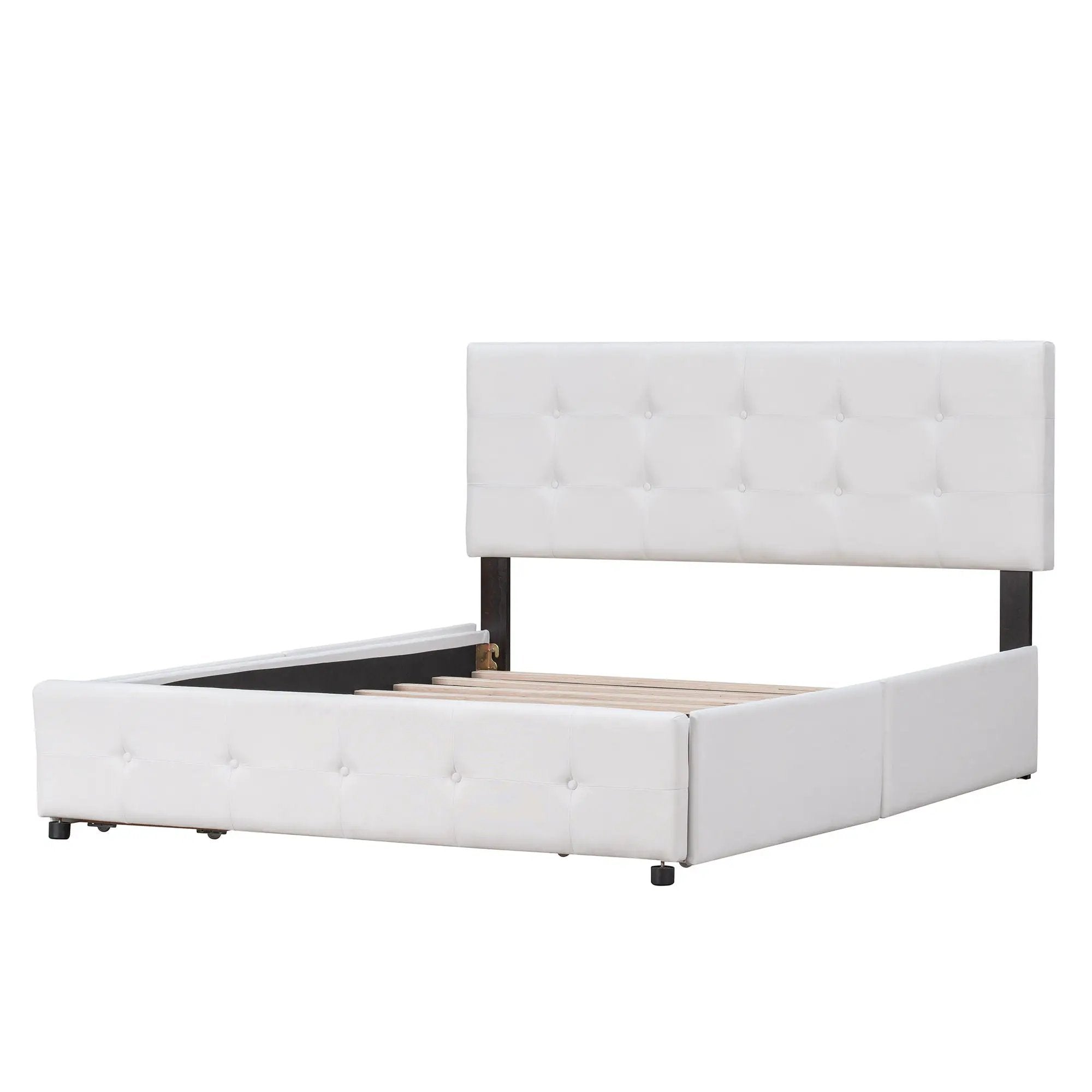 Upholstered Platform Bed With Classic Headboard And Drawers, No Box Spring Needed by HouseOfZazla
