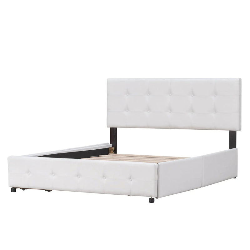Upholstered Platform Bed With Classic Headboard And Drawers, No Box Spring Needed by HouseOfZazla