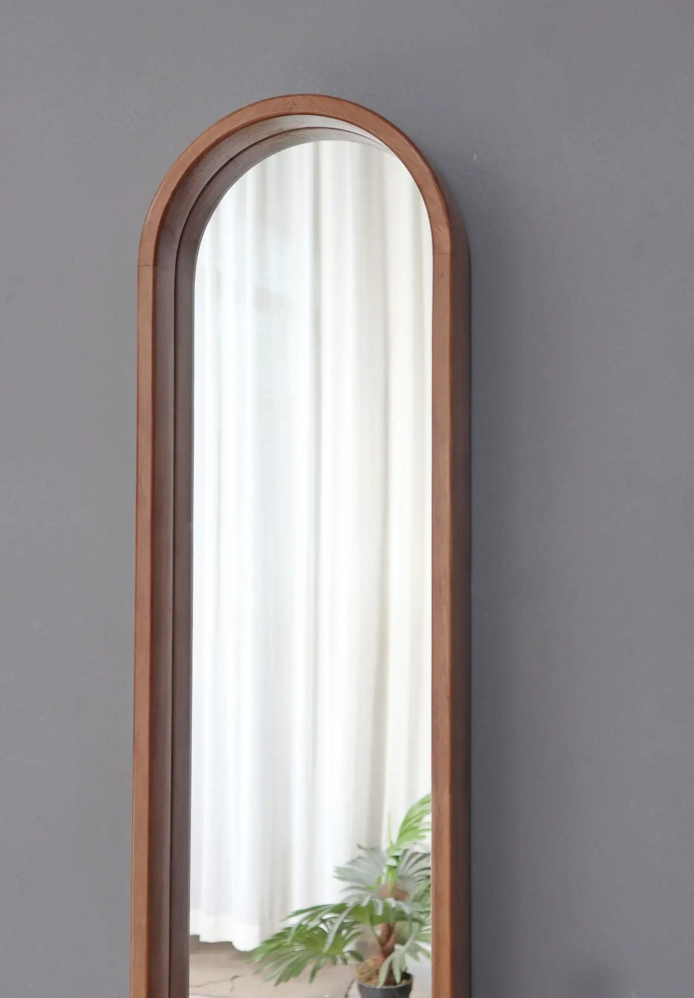 Decorative Rubber Frame Mirror With Elongated Oval Frame - Brown by Unique Piece Furniture