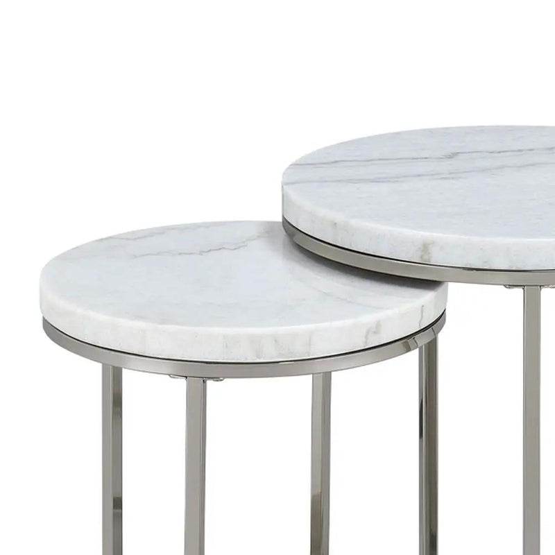 Zaidee - Nesting Table Set - Marble Top & Nickel by Unique Piece Furniture