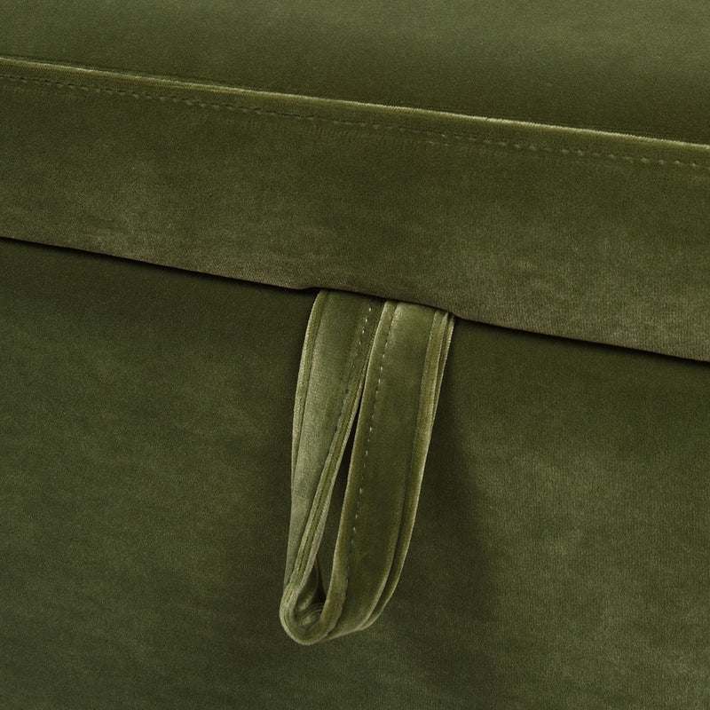 Knox - Square Storage Cocktail Ottoman - Olive Green by HouseOfZazla