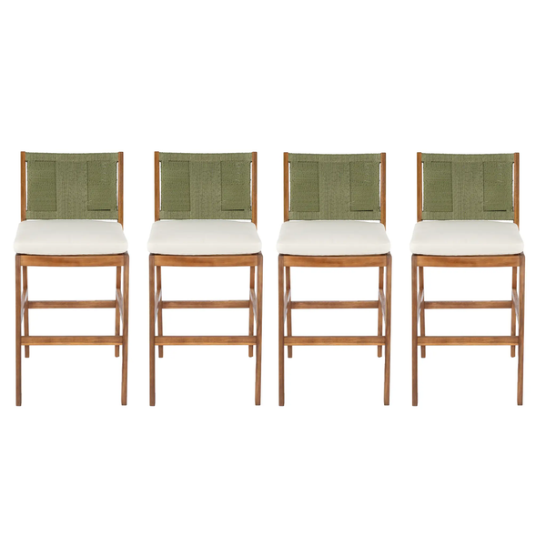 4 Pieces Arly Green Outdoor Bar Stool Set