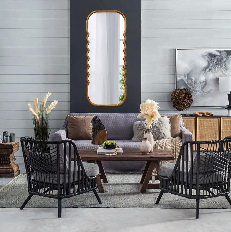 Oversized Wooden Floor Mirror With Unique Frame - Brown by Unique Piece Furniture